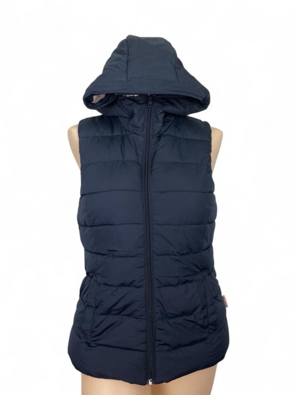 Hollister Navy Hooded Sherpa Lined Puffer Vest
